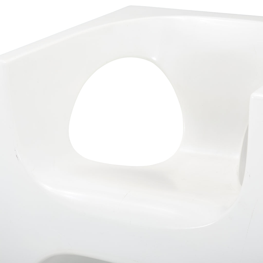 Square White Fiberglass Chair with Cutouts