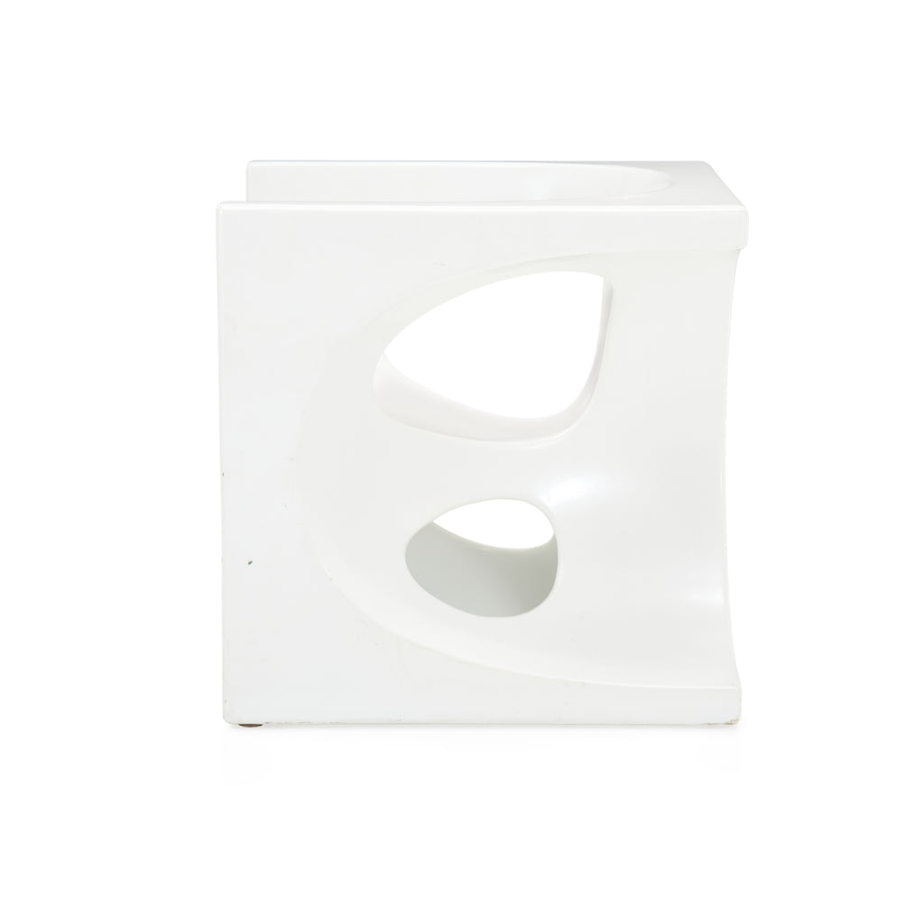 Square White Fiberglass Chair with Cutouts