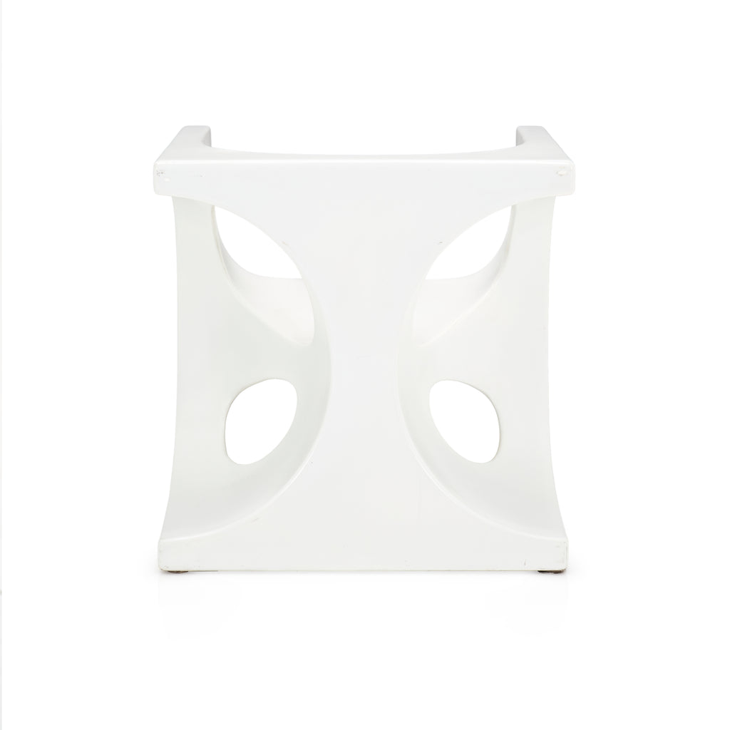 Square White Fiberglass Chair with Cutouts