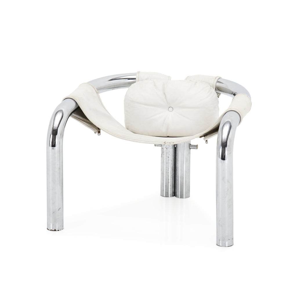 White & Chrome Tube Sling Chair