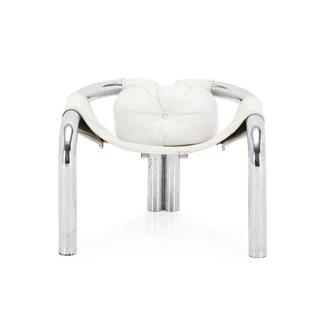 White & Chrome Tube Sling Chair