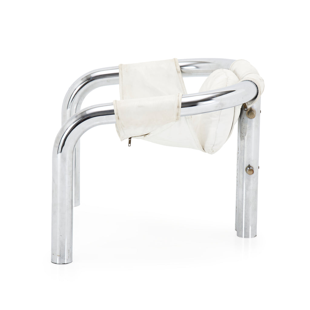 White & Chrome Tube Sling Chair