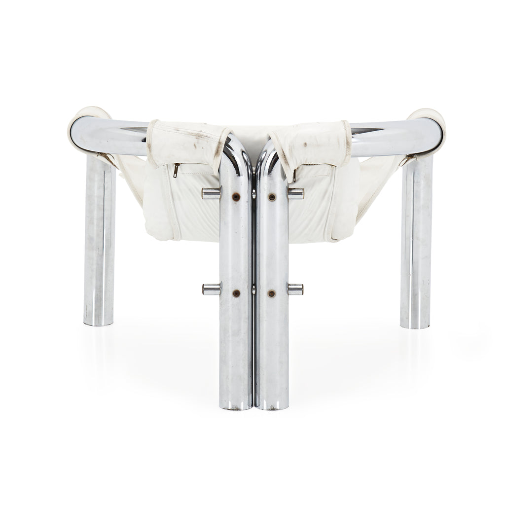 White & Chrome Tube Sling Chair