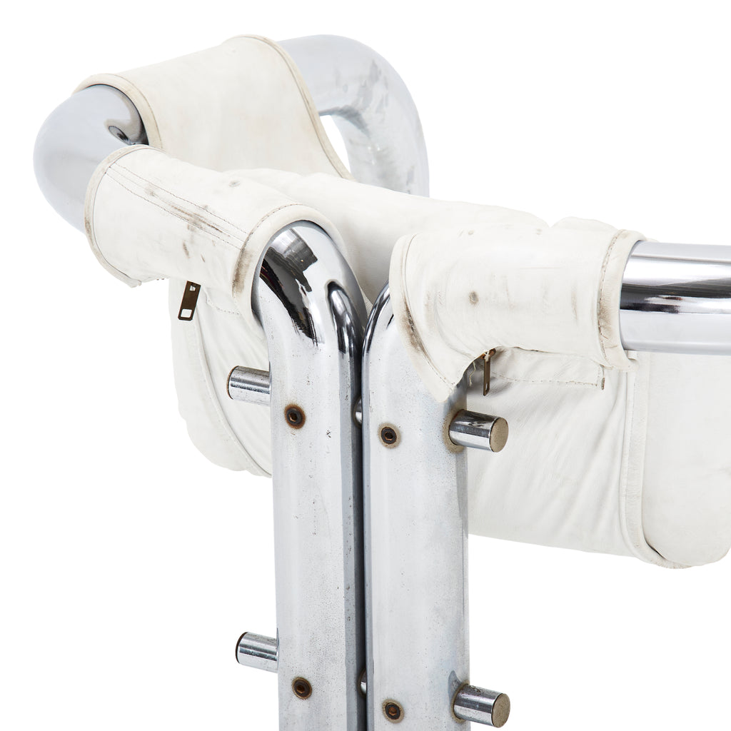 White & Chrome Tube Sling Chair