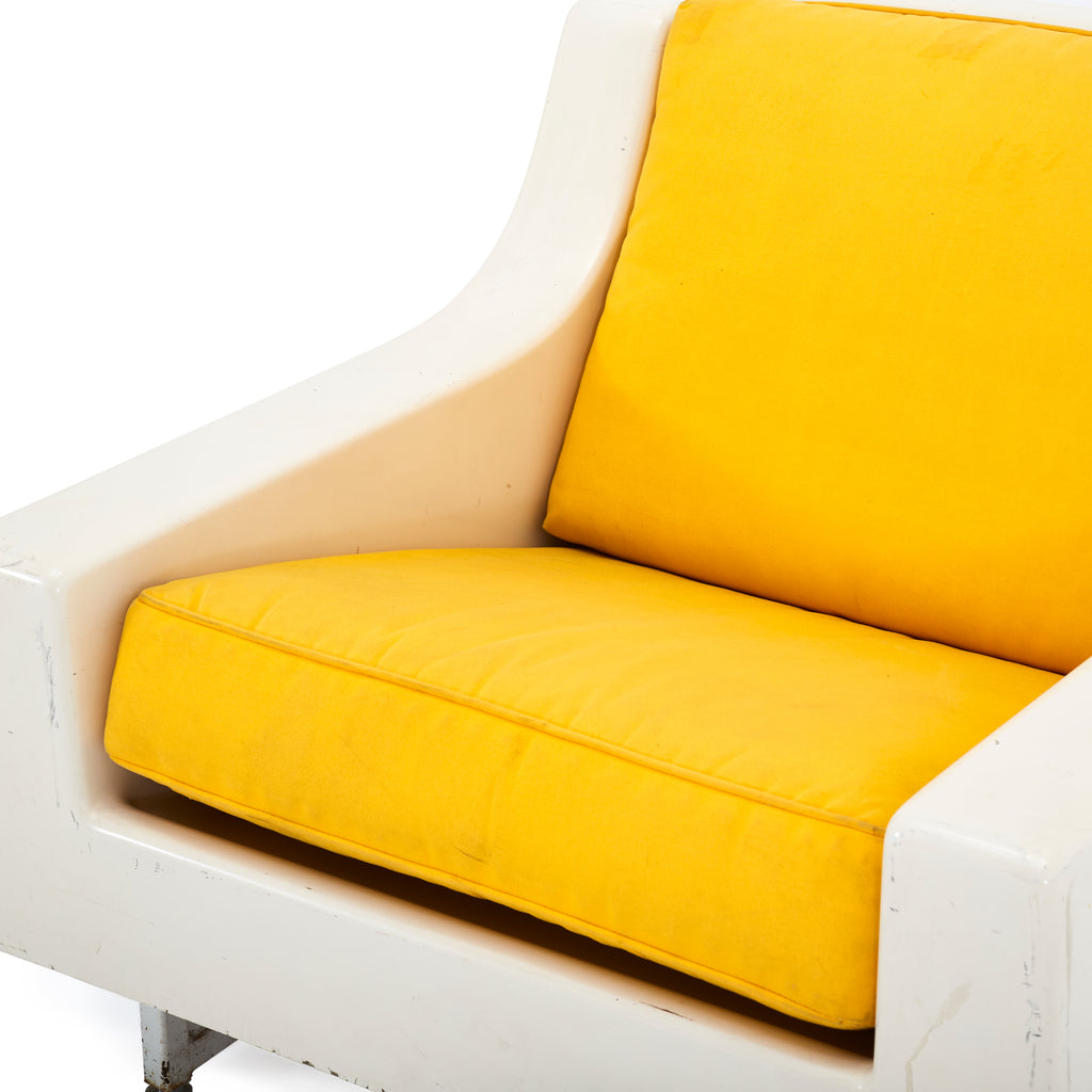 White & Yellow Fiberglass Modern Lounge Chair