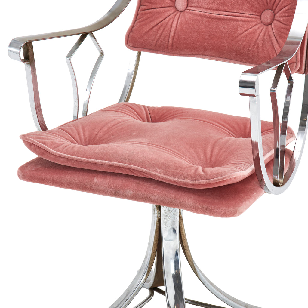 Chrome & Pink Velvet Chair