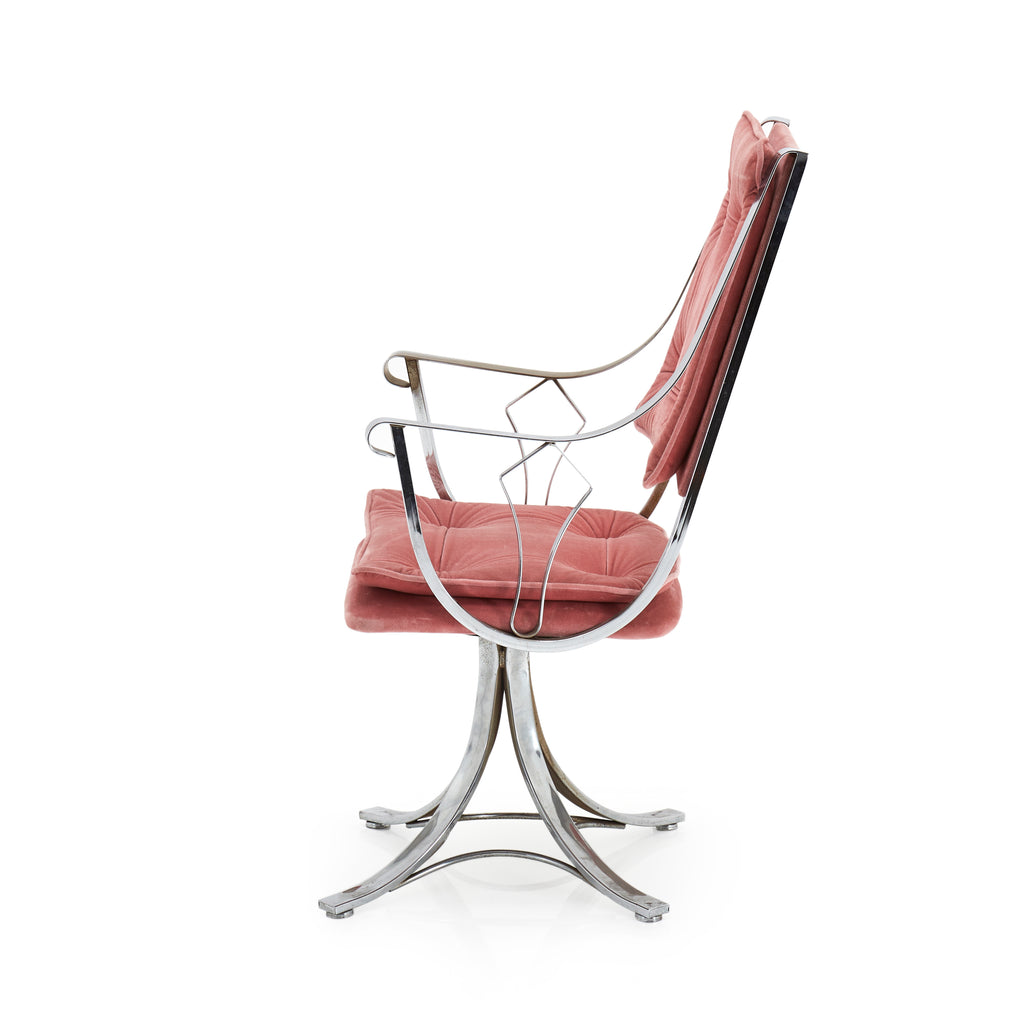 Chrome & Pink Velvet Chair