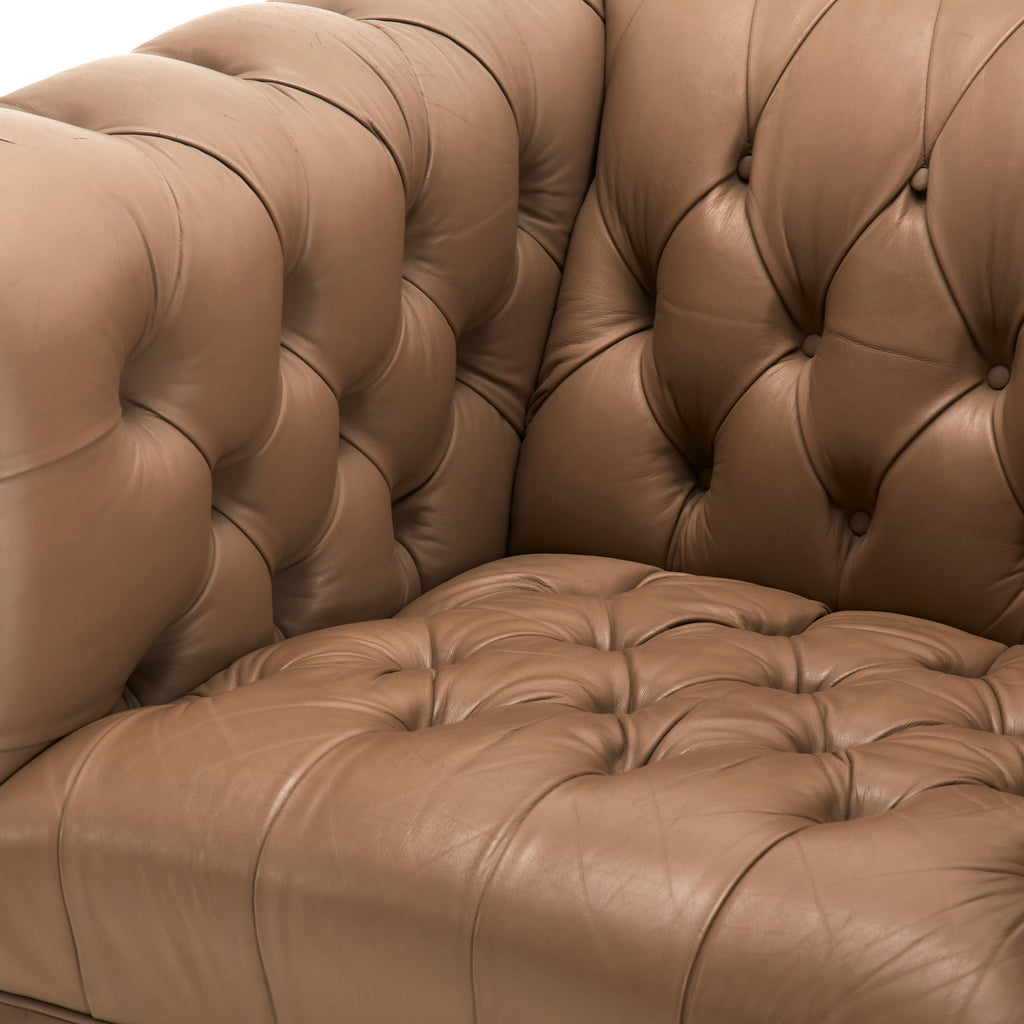 Brown Chesterfield Chair - Taupe Leather