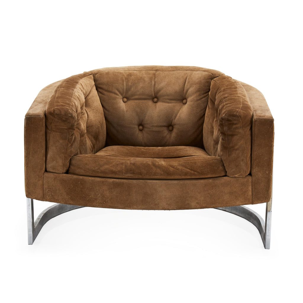 Tan Suede Barrel Armchair