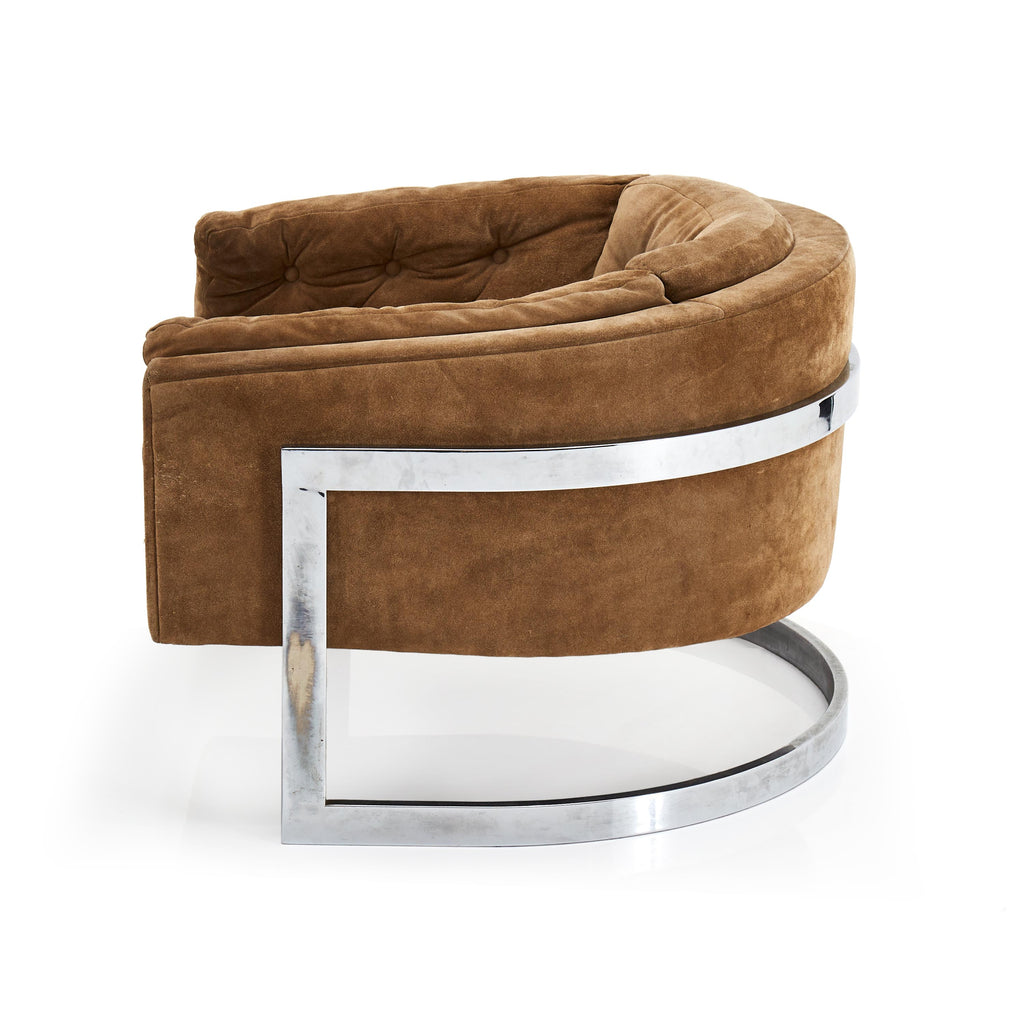 Tan Suede Barrel Armchair