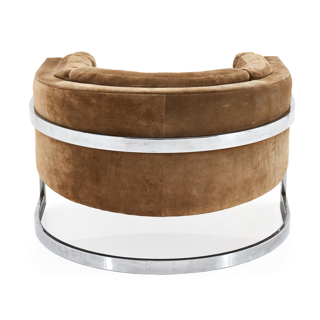 Tan Suede Barrel Armchair