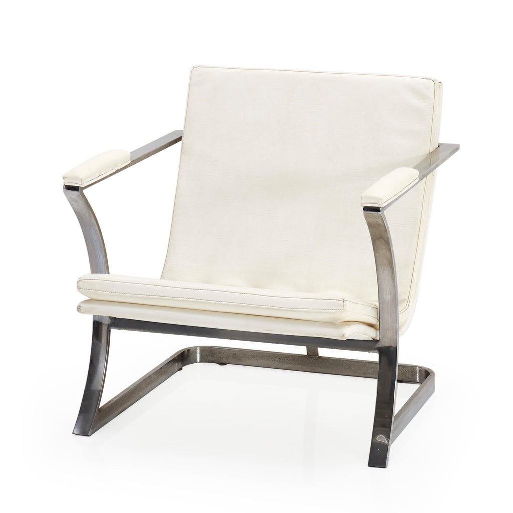 White Armchair with Concave Legs