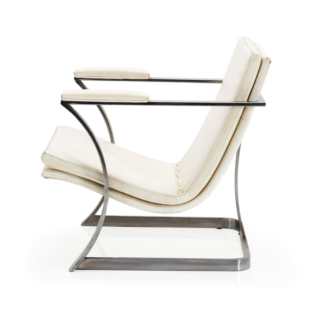 White Armchair with Concave Legs