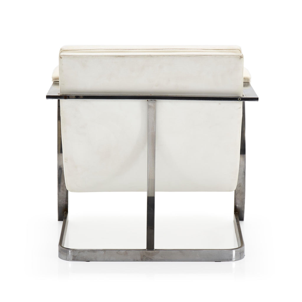 White Armchair with Concave Legs