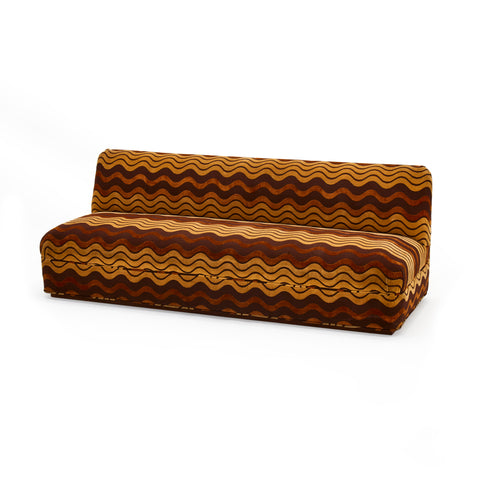 Brown Mustard Zig Zag Pattern 70s Sofa