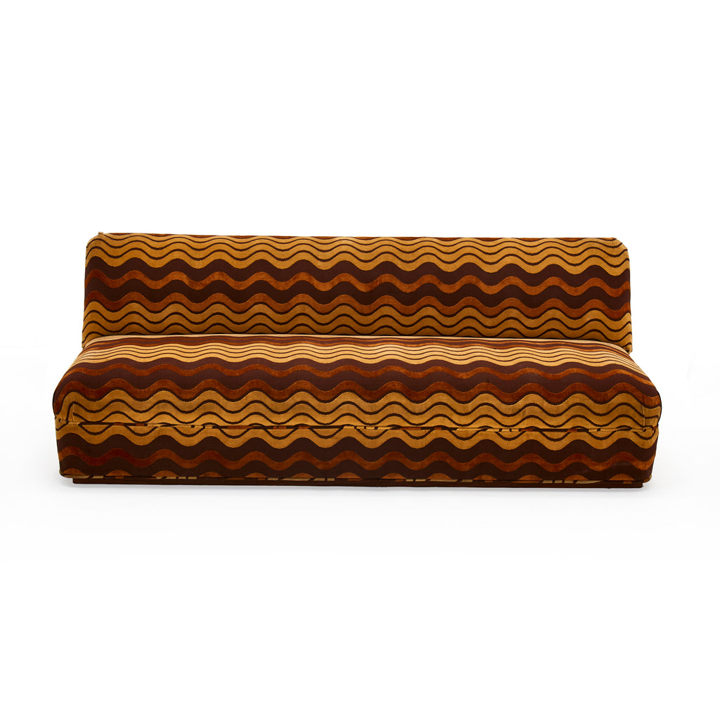 Brown Mustard Zig Zag Pattern 70s Sofa