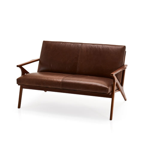 Cavett Brown Leather Loveseat