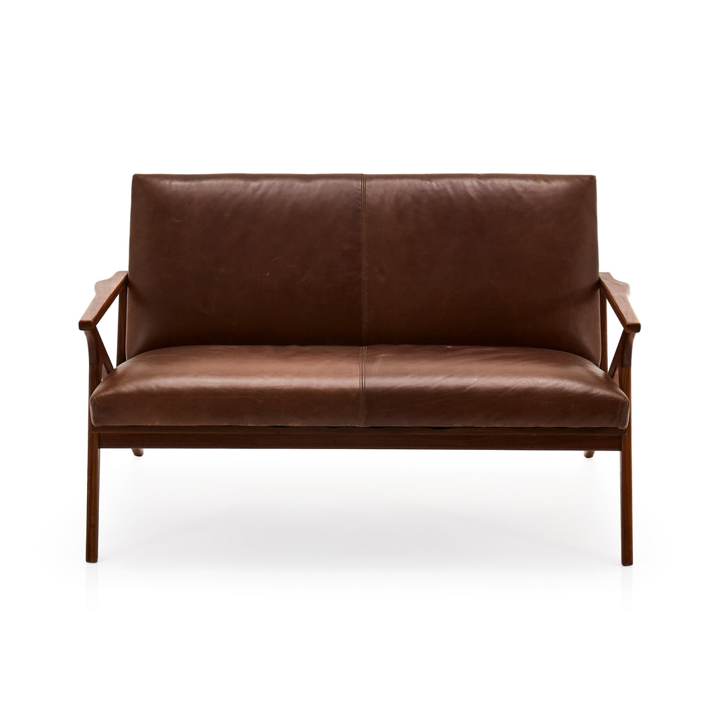 Cavett Brown Leather Loveseat