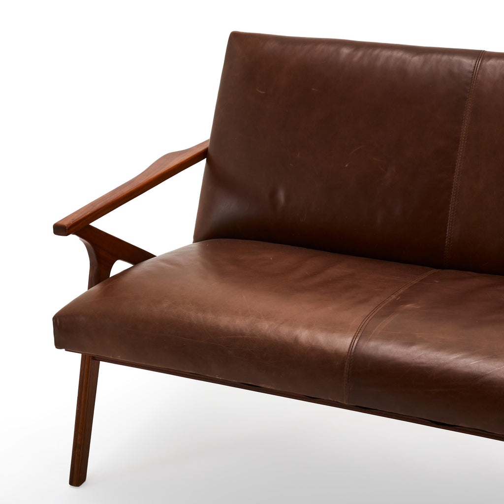 Cavett Brown Leather Loveseat