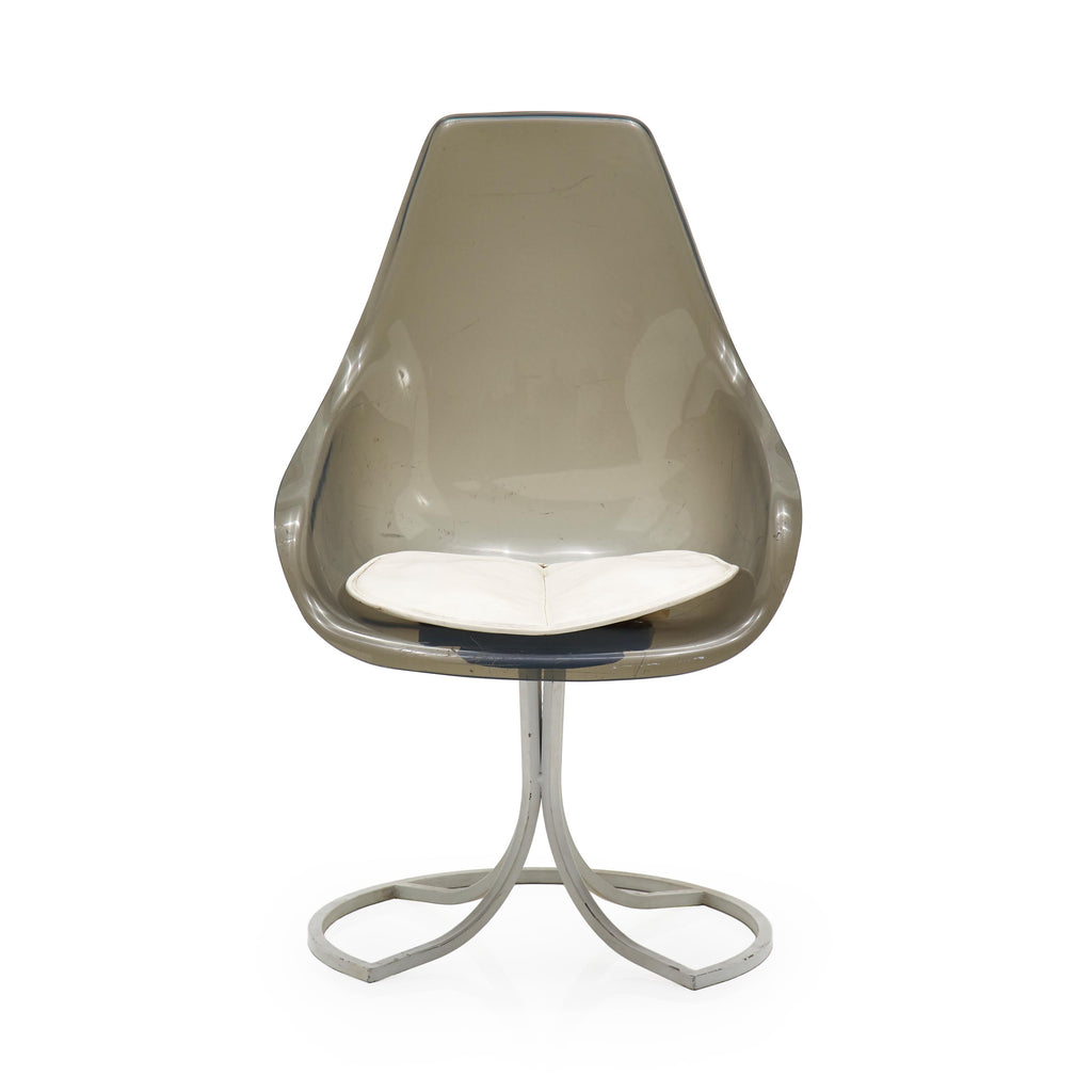 Grey Lucite & Metal Swivel Chair