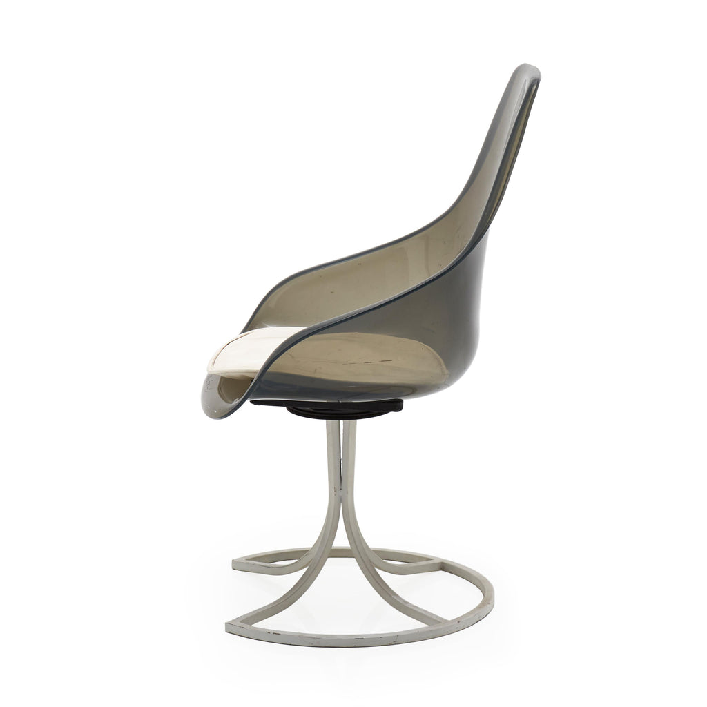 Grey Lucite & Metal Swivel Chair