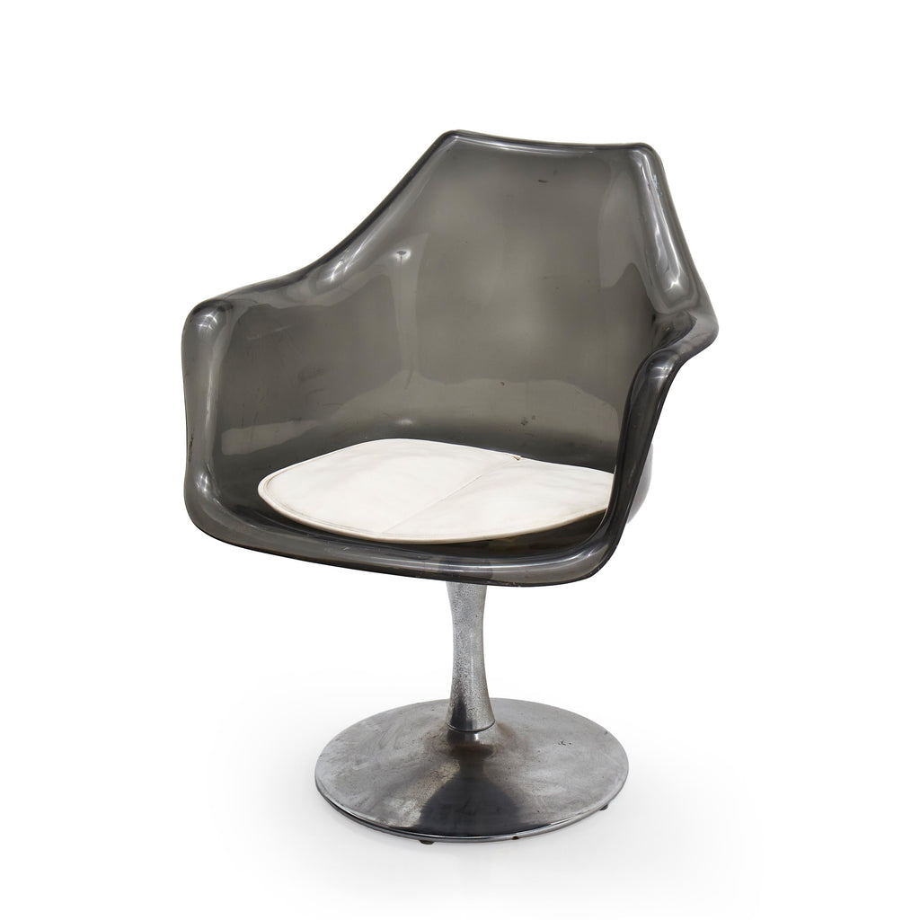 Grey Lucite & Silver Tulip Armchair