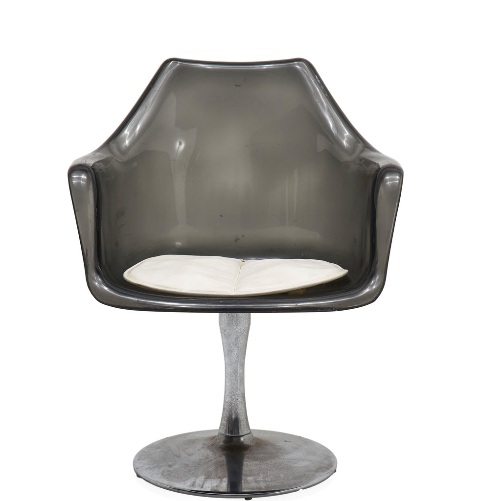 Grey Lucite & Silver Tulip Armchair