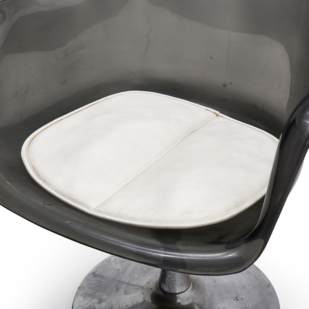 Grey Lucite & Silver Tulip Armchair