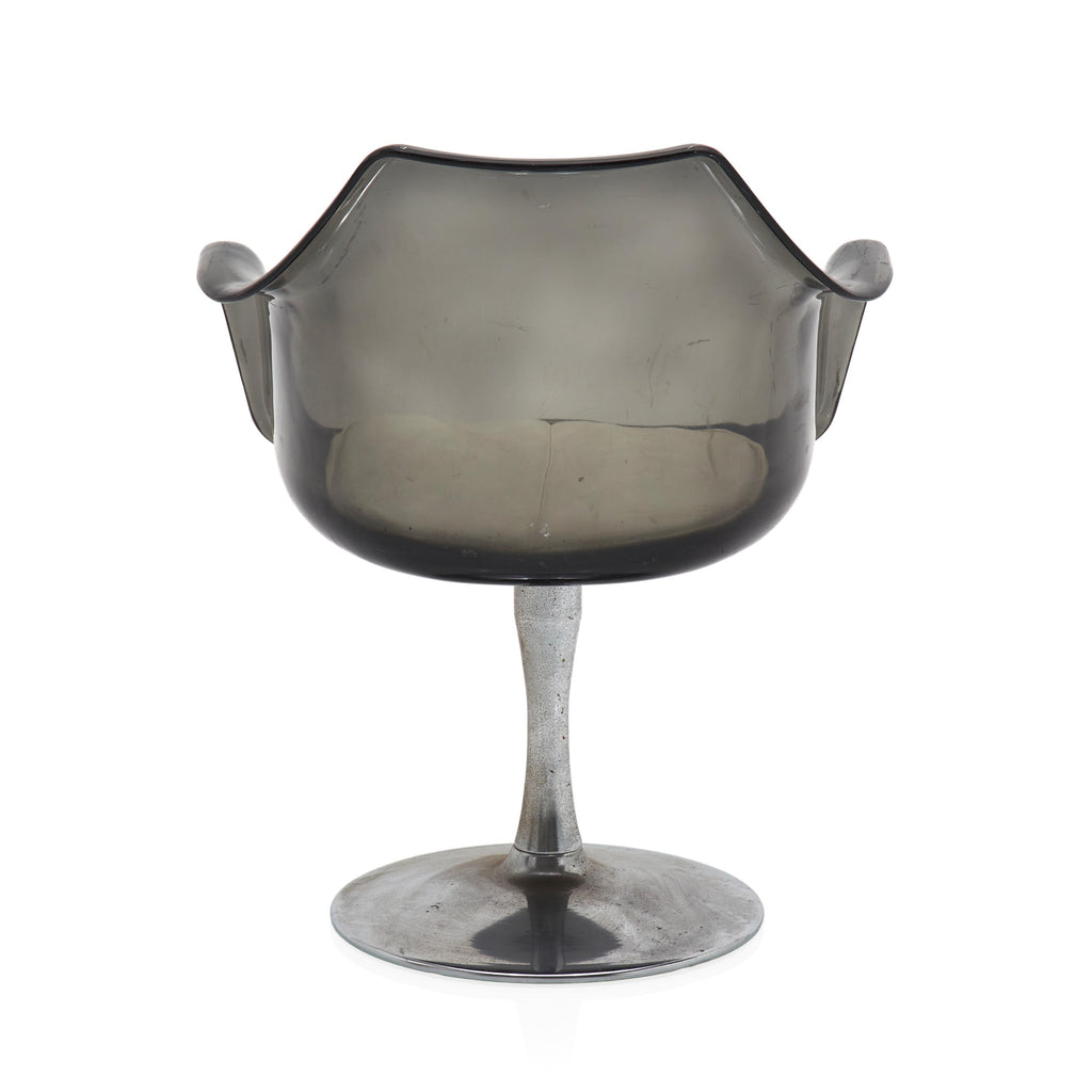 Grey Lucite & Silver Tulip Armchair