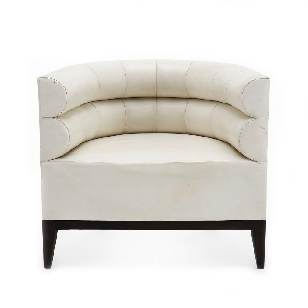 White Cream Leather Lounge Chair