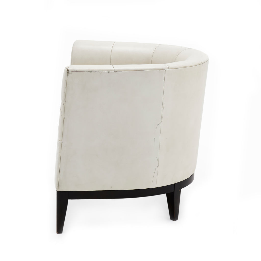 White Cream Leather Lounge Chair