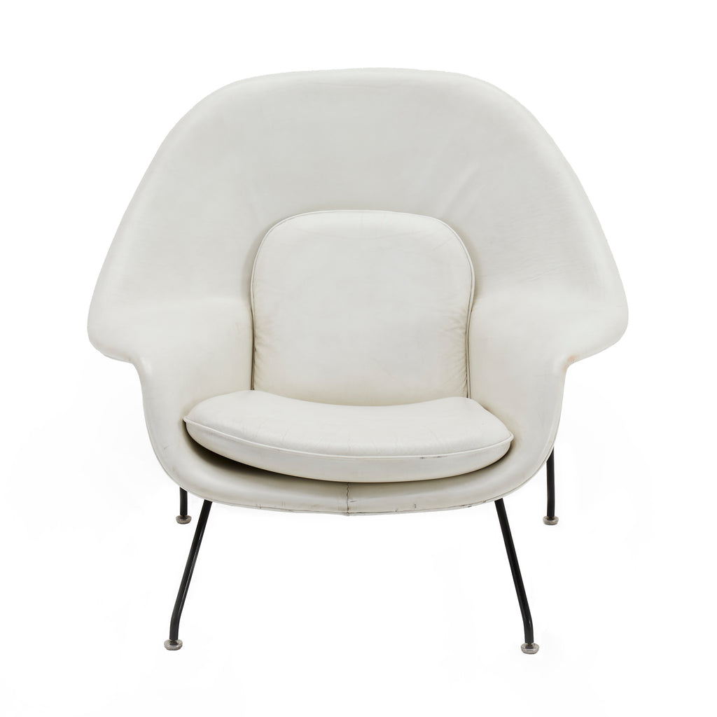 White Leather Womb Lounge Chair
