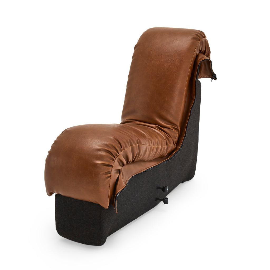 Brown Leather Piano Key Sectional Sofa Piece