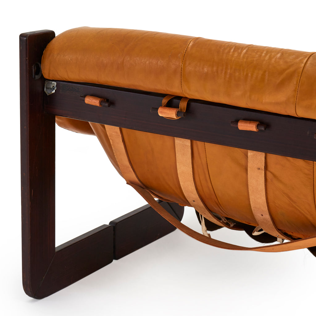 Camel Leather Brazilian Wood Frame Sofa