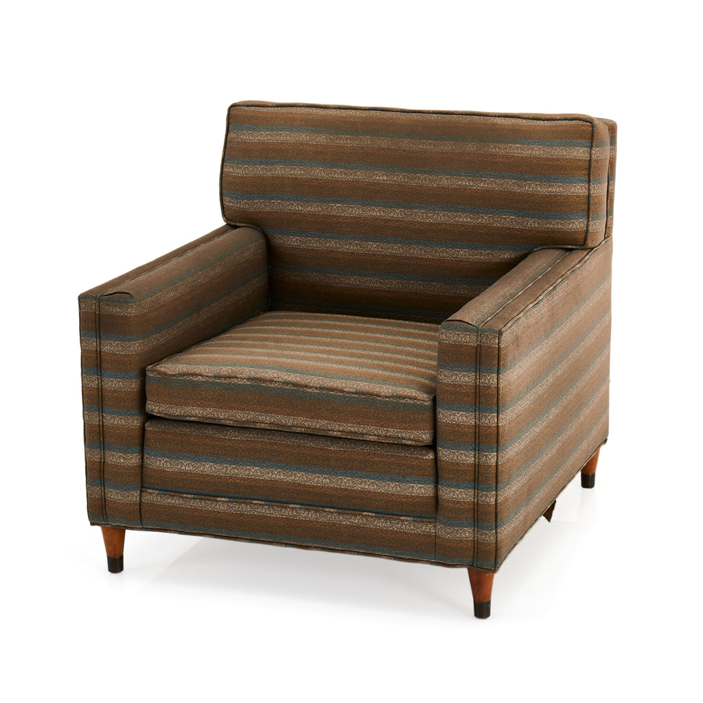 Tan Striped Vintage Armchair
