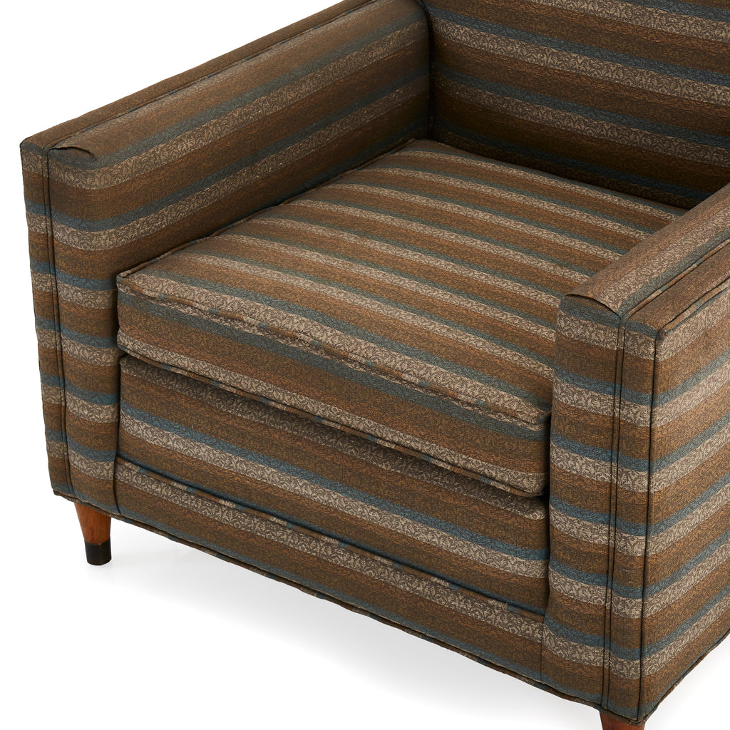 Tan Striped Vintage Armchair