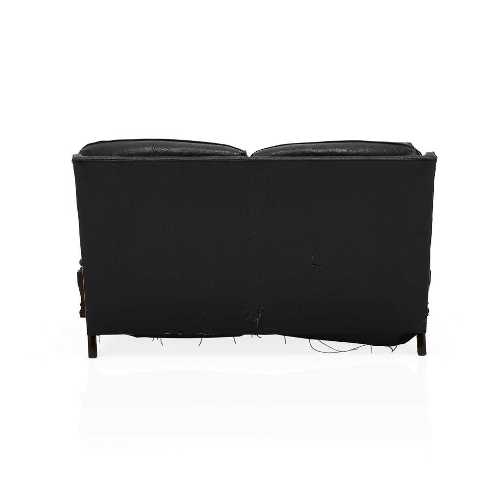 Crackled Black Leather Love Seat