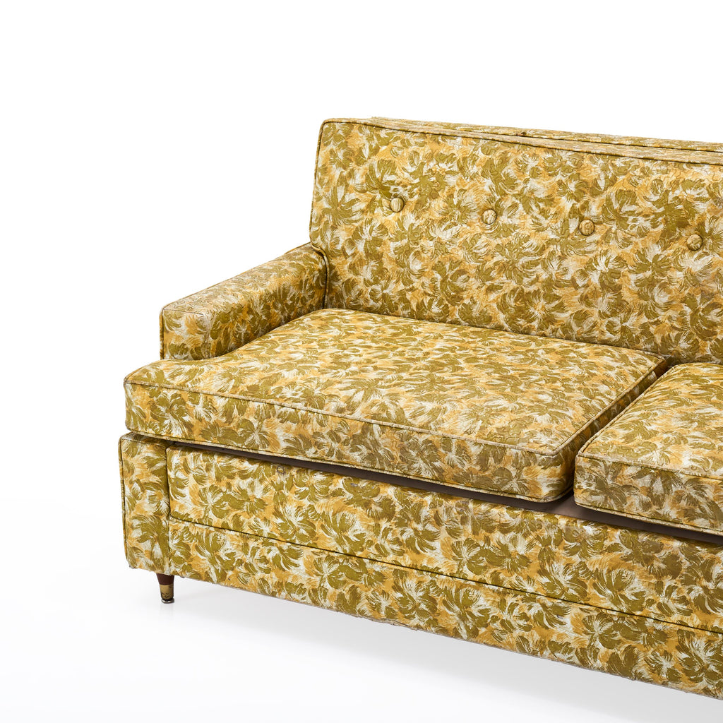 Green-Yellow Floral Vinyl Love Seat