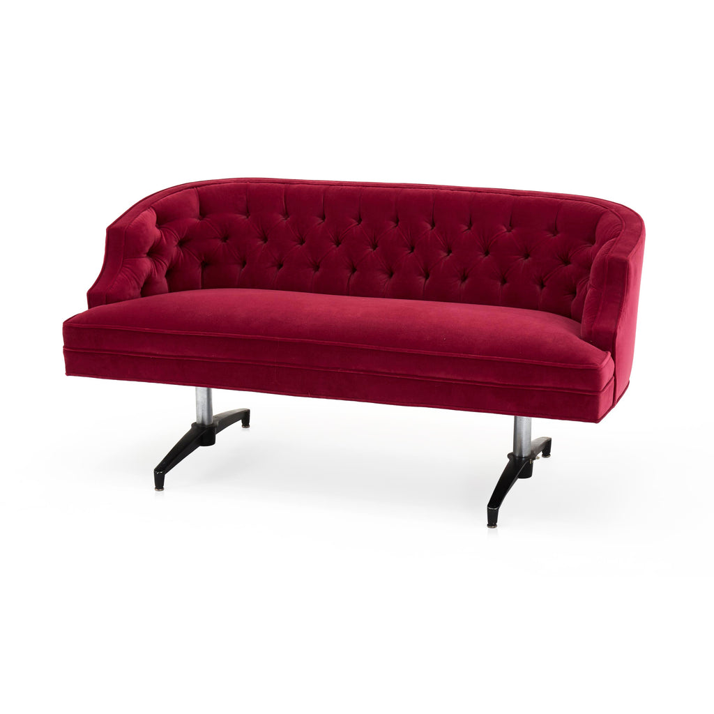 Magenta Velvet Tufted Settee