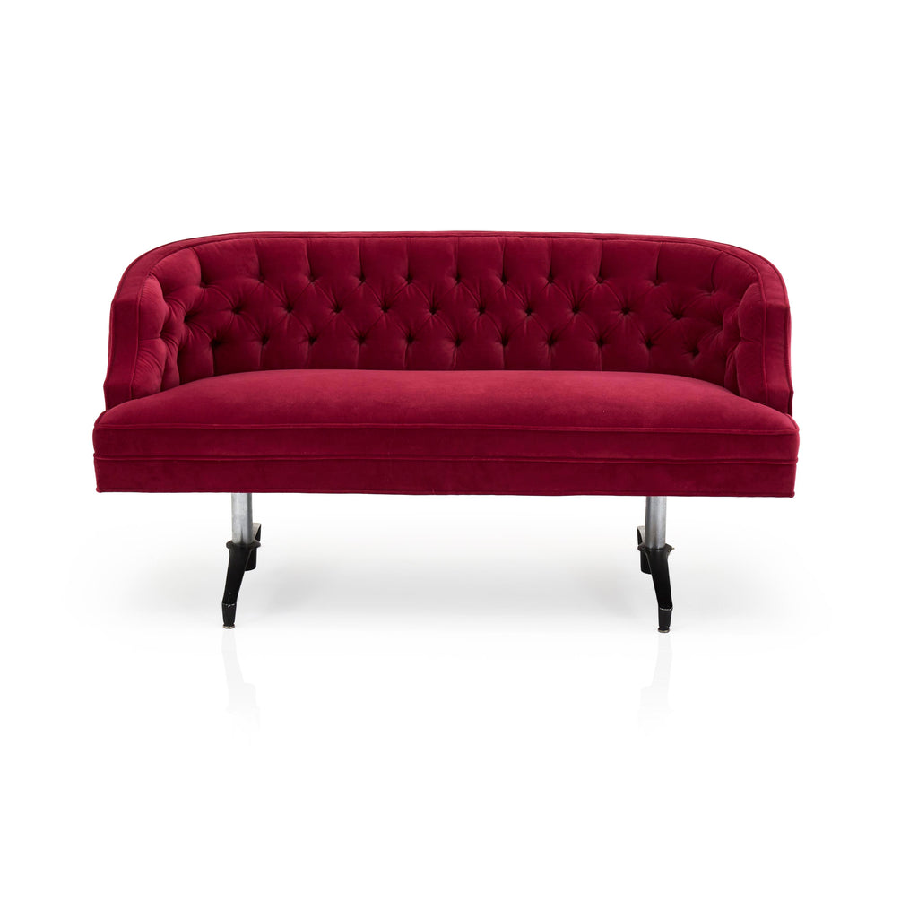 Magenta Velvet Tufted Settee