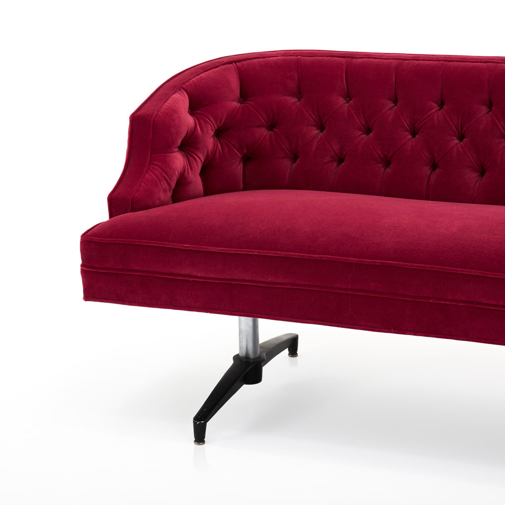 Magenta Velvet Tufted Settee