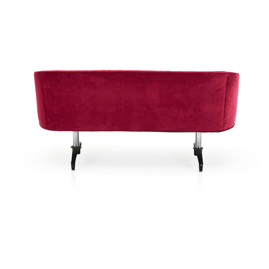 Magenta Velvet Tufted Settee