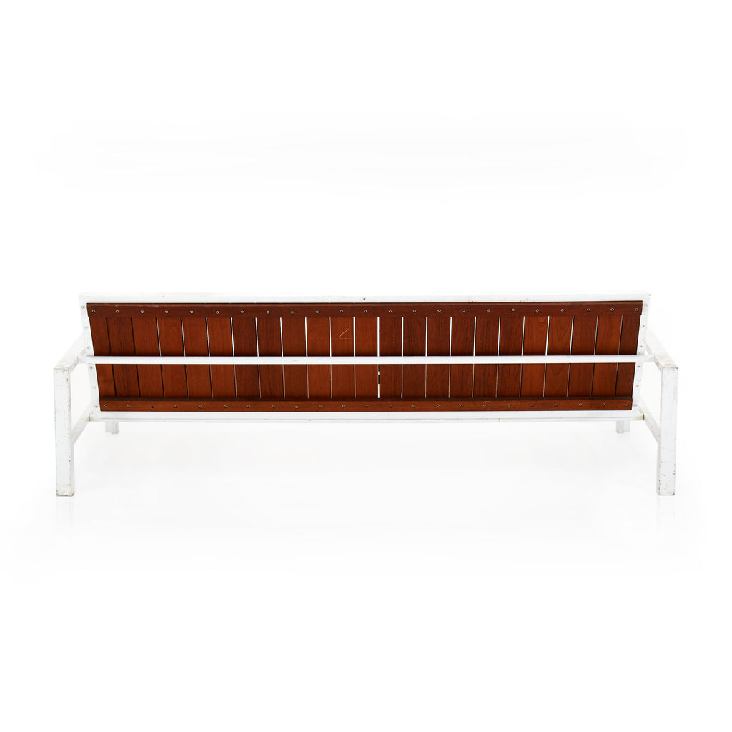 Modernica White Teak Couch With Arms