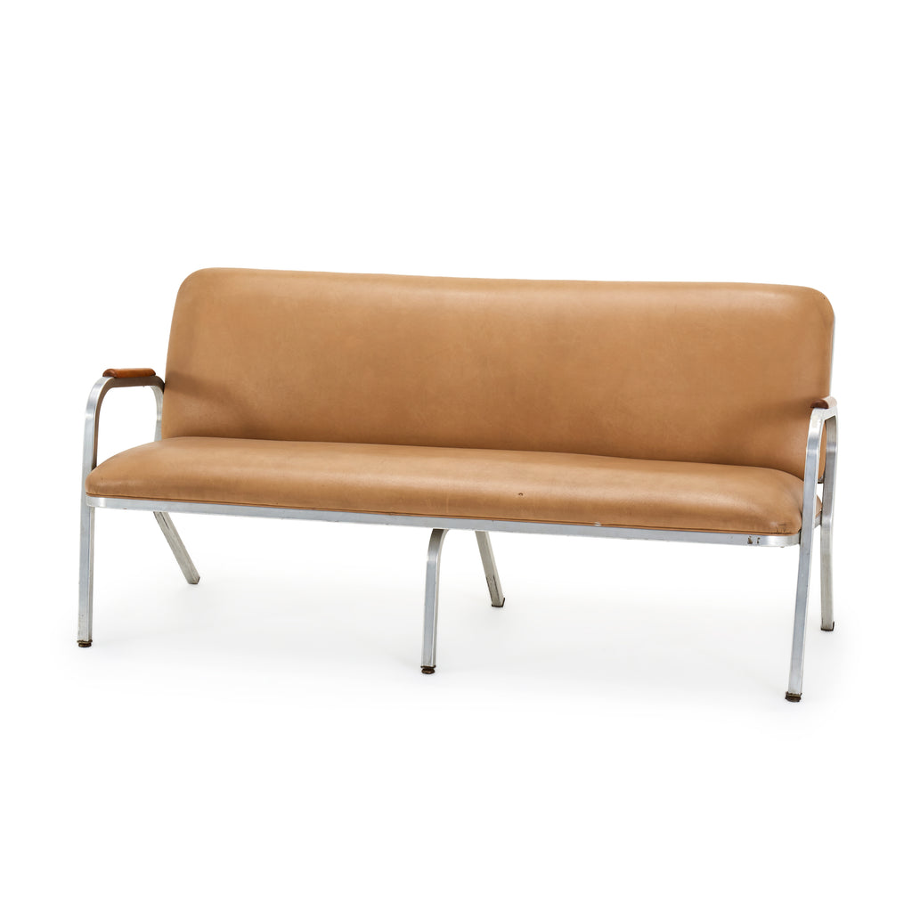 Tan Vinyl Deco Sofa