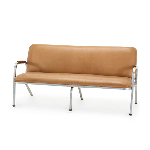 Tan Vinyl Deco Sofa