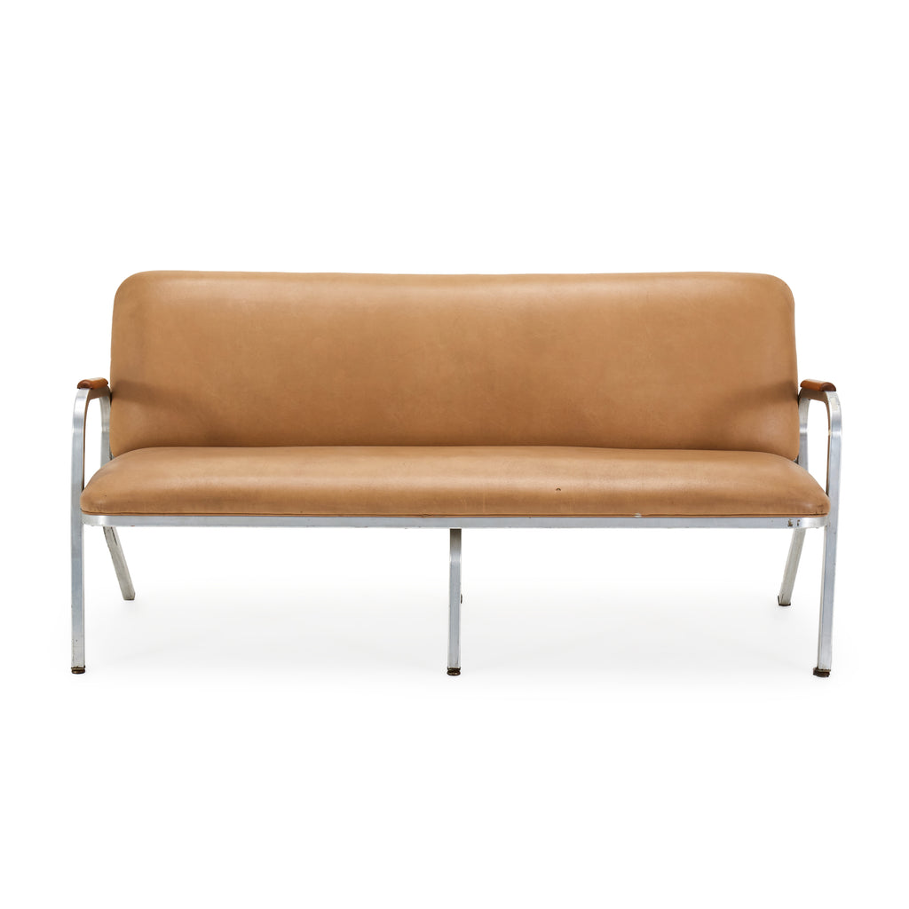Tan Vinyl Deco Sofa