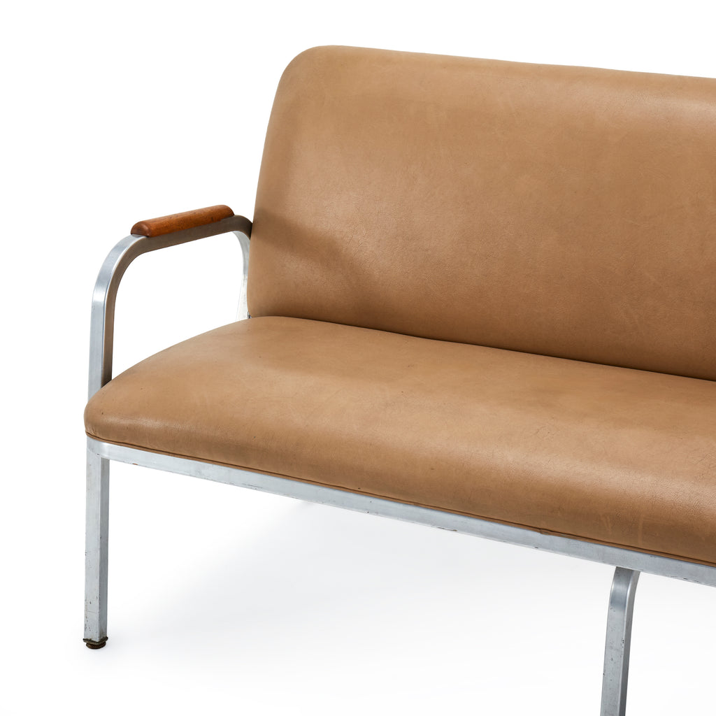 Tan Vinyl Deco Sofa
