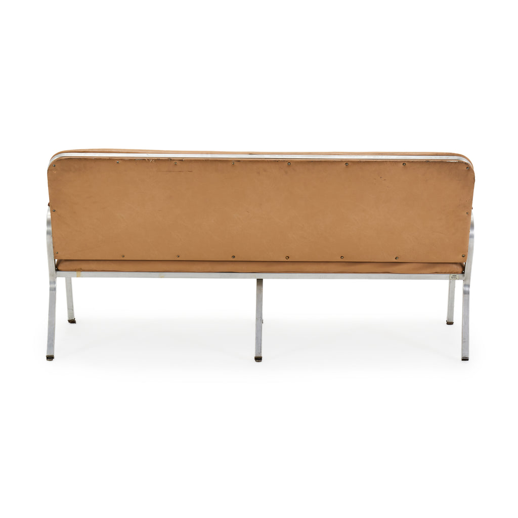 Tan Vinyl Deco Sofa