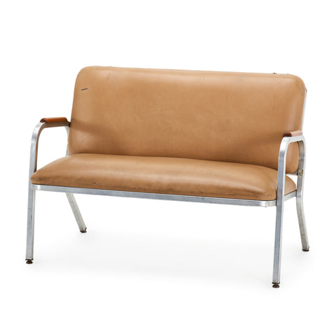 Tan Vinyl Loveseat