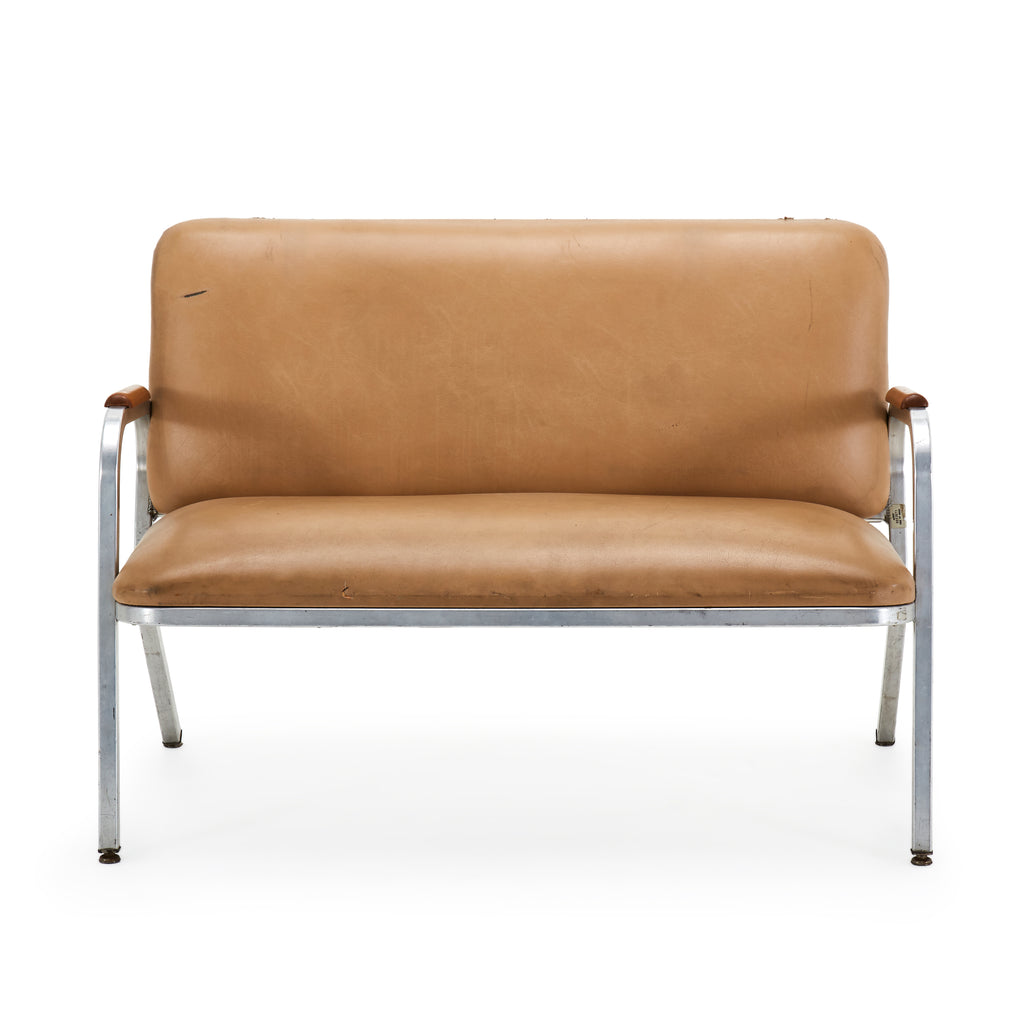Tan Vinyl Loveseat